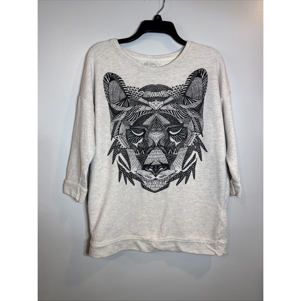 Zara Trafaluc TRF Graphic Women's Sm Animal Print 3/4 Length Sleeve Shirt